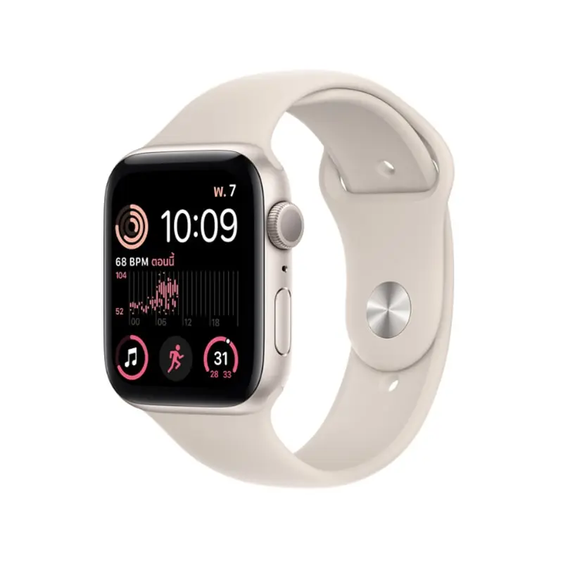 apple watch se 2022 رنگ starlight با بند اسپرت